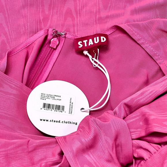 πΊπHPππΊ NWT Staud Ilana Mini Dress Lollipop Pink - Picture 16 of 16